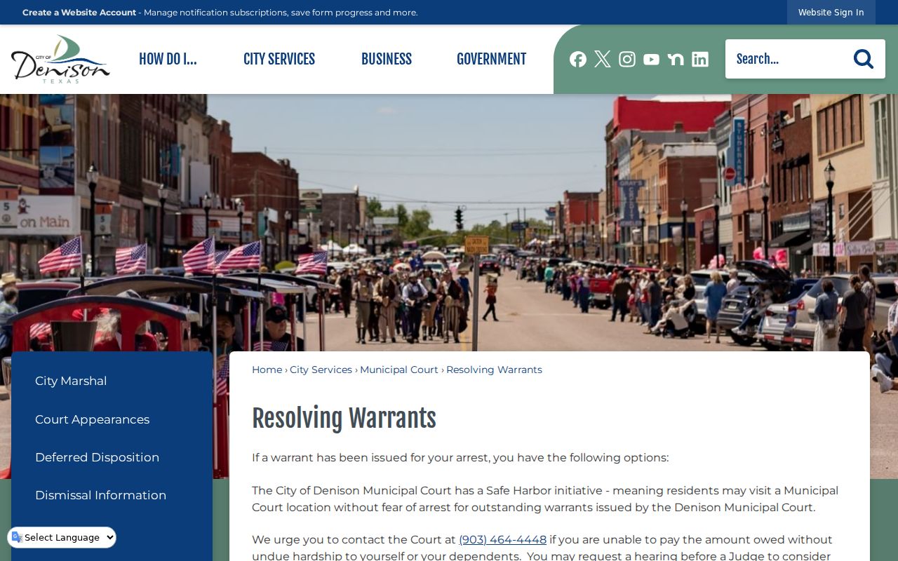 Denison Municipal Court Safe Harbor and ability-to-pay resolution options